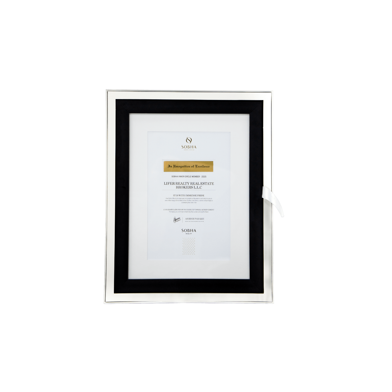 Sobha Recognition Certificate